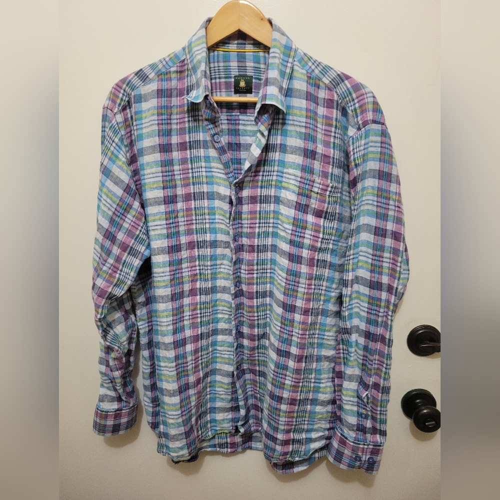 Robert Talbott Blue and Purple Plaid Shirt